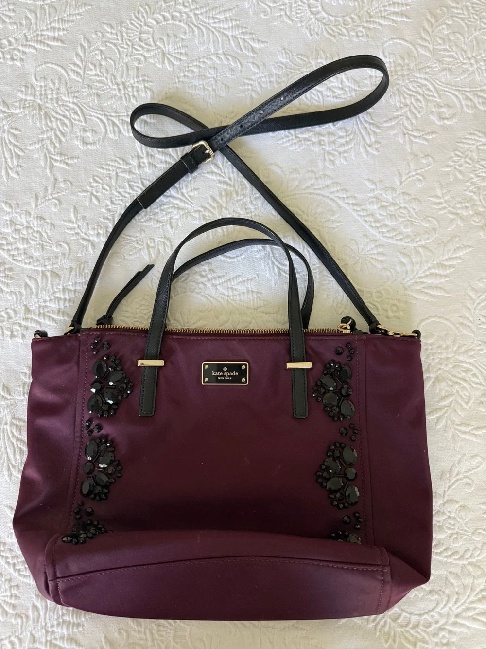 KATE SPADE New York Alyse Plum Wilson Road Embellished Bag with Wallet